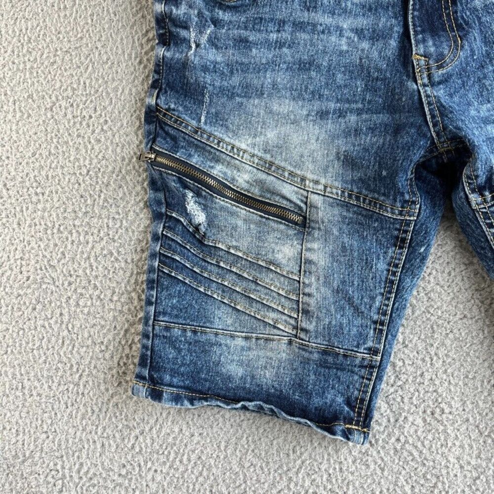 Southpole Shorts Mens 34 Blue Bermuda Denim Jean‎ Slim Ripped Stretch Bike [35] - Picture 4 of 13